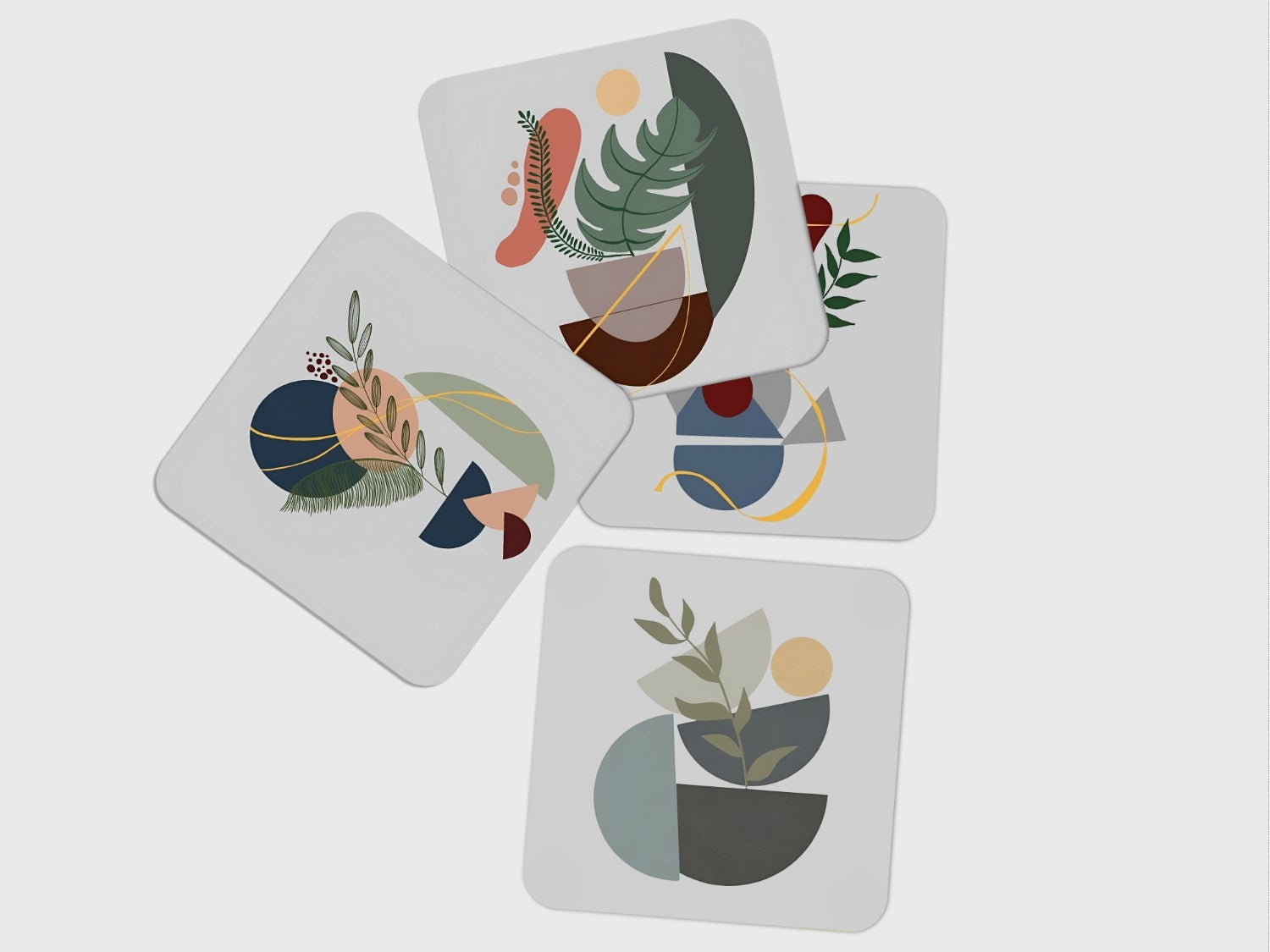 Beige Abstract flowers' Coaster Set of 4 combo