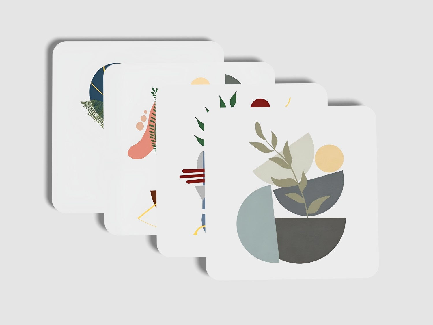 Beige Abstract flowers' Coaster Set of 4 combo
