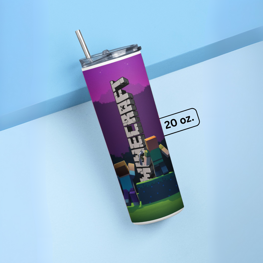 "Minecraft Print" Tumbler with Metal Straw