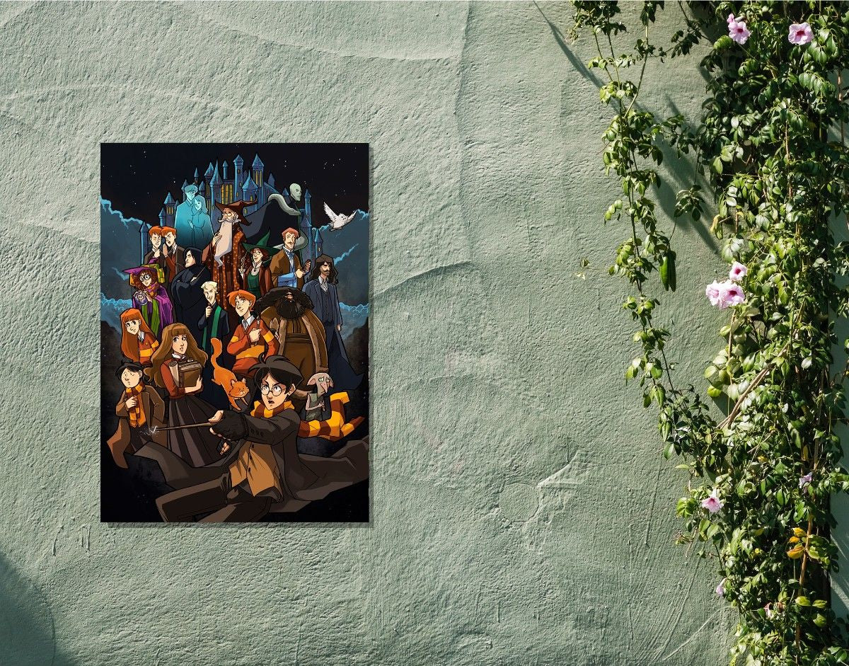 "HARRY POTTER MOVIE - ILLUSTRATION" -Shiny & Sturdy Metallic Poster Art That Pops & Sticks
