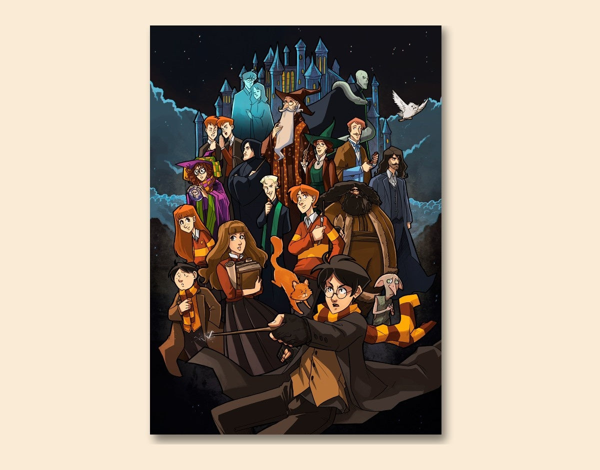 "HARRY POTTER MOVIE - ILLUSTRATION" -Shiny & Sturdy Metallic Poster Art That Pops & Sticks