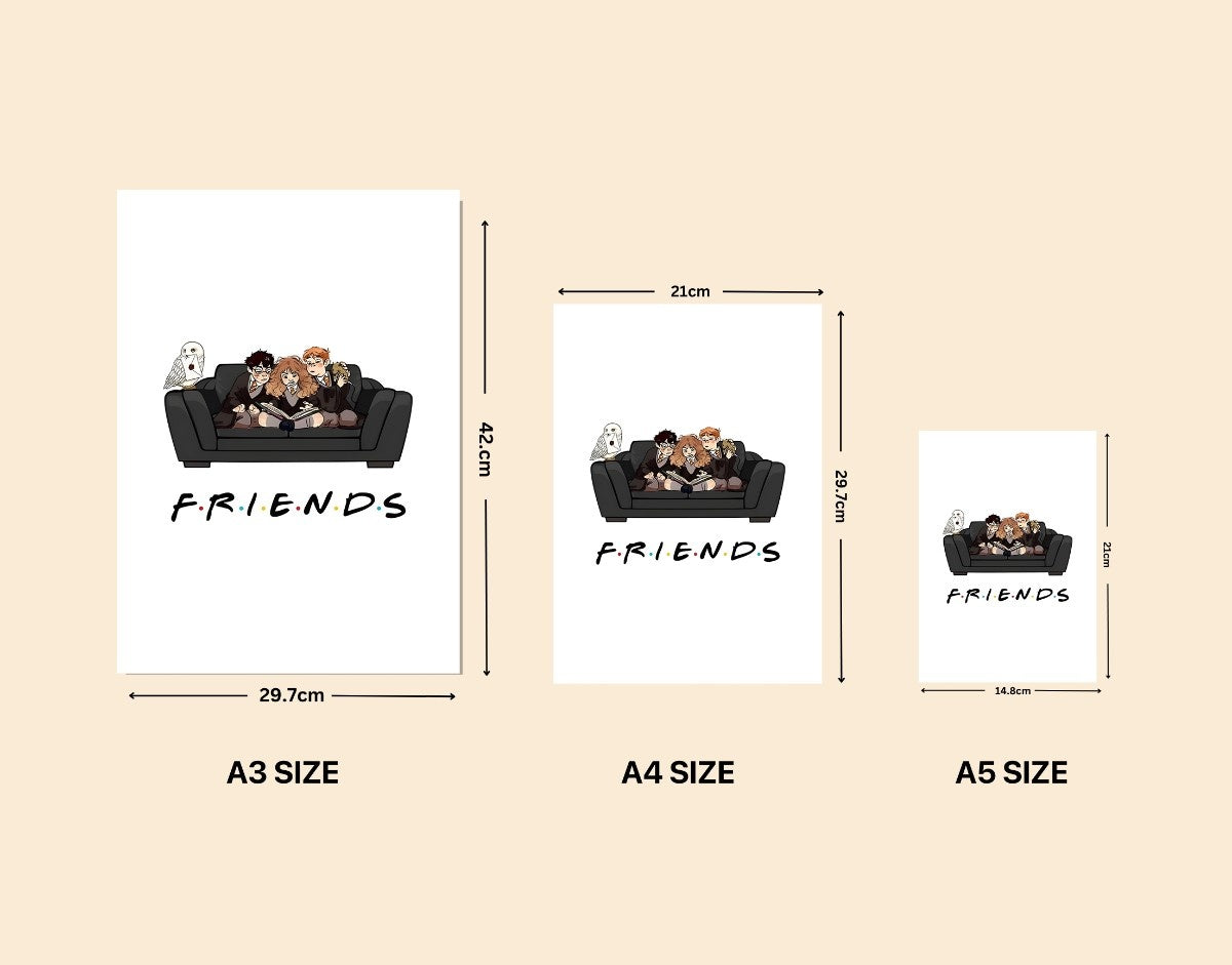 "FRIENDS - HARRY POTTER" -Shiny & Sturdy Metallic Poster Art That Pops & Sticks