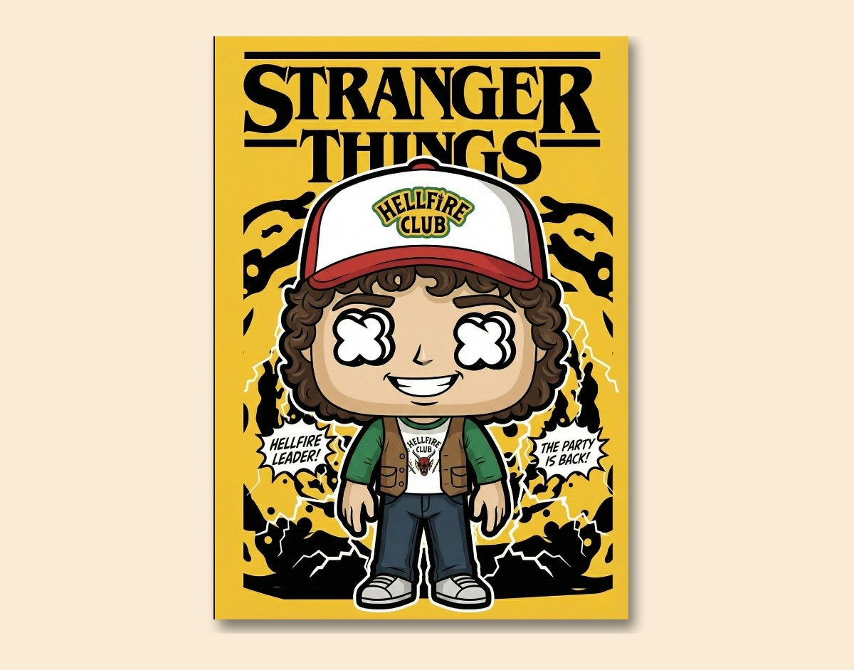"HELLFIRE LEADER - STRANGER THINGS" -Shiny & Sturdy Metallic Poster Art That Pops & Sticks