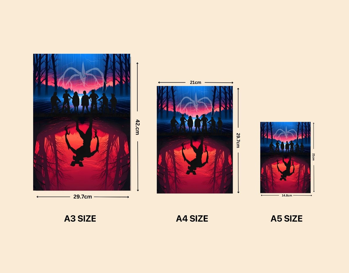 "UPSIDE DOWN - STRANGERS THINGS SEASON 5" -Shiny & Sturdy Metallic Poster Art That Pops & Sticks