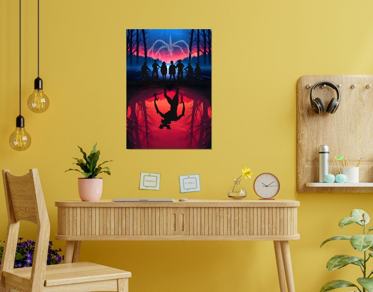 "UPSIDE DOWN - STRANGERS THINGS SEASON 5" -Shiny & Sturdy Metallic Poster Art That Pops & Sticks