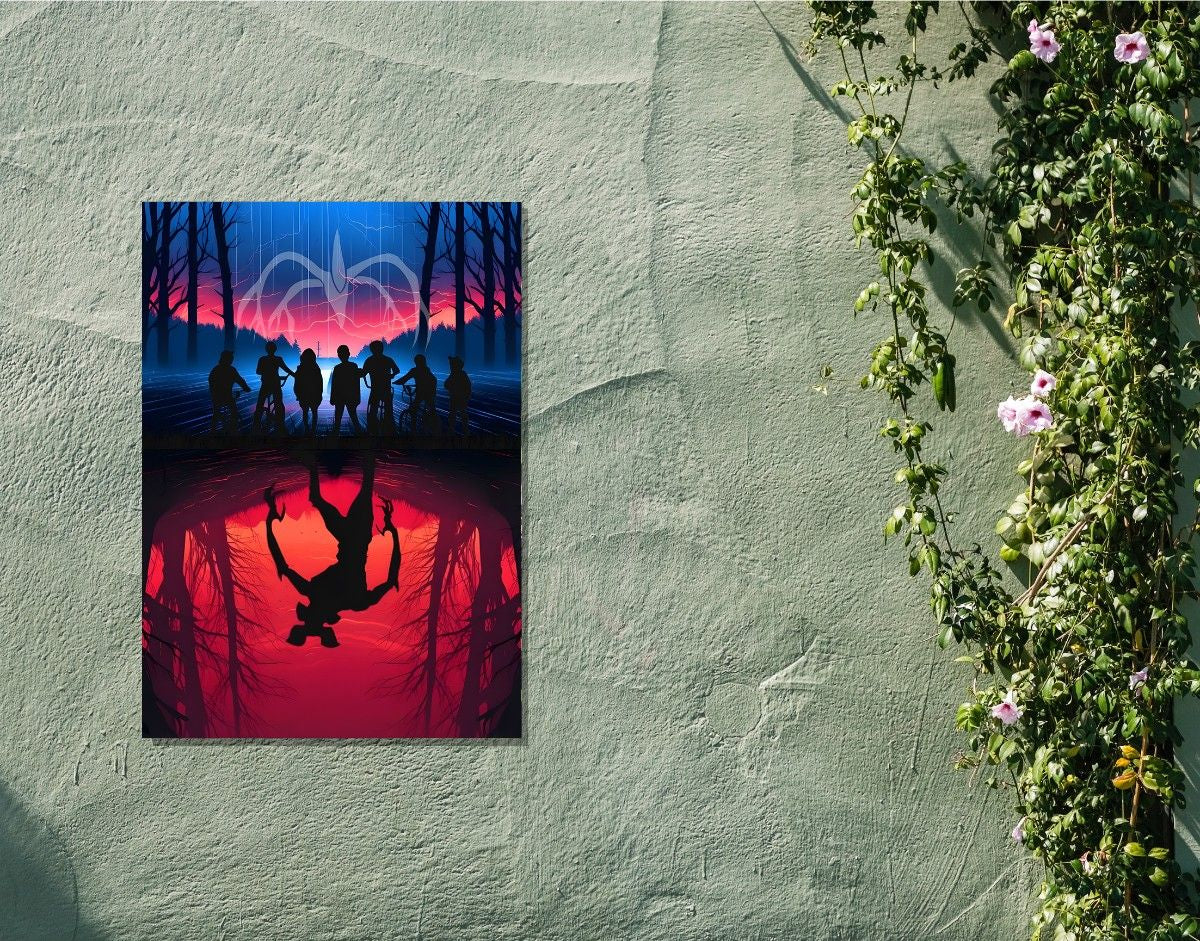 "UPSIDE DOWN - STRANGERS THINGS SEASON 5" -Shiny & Sturdy Metallic Poster Art That Pops & Sticks