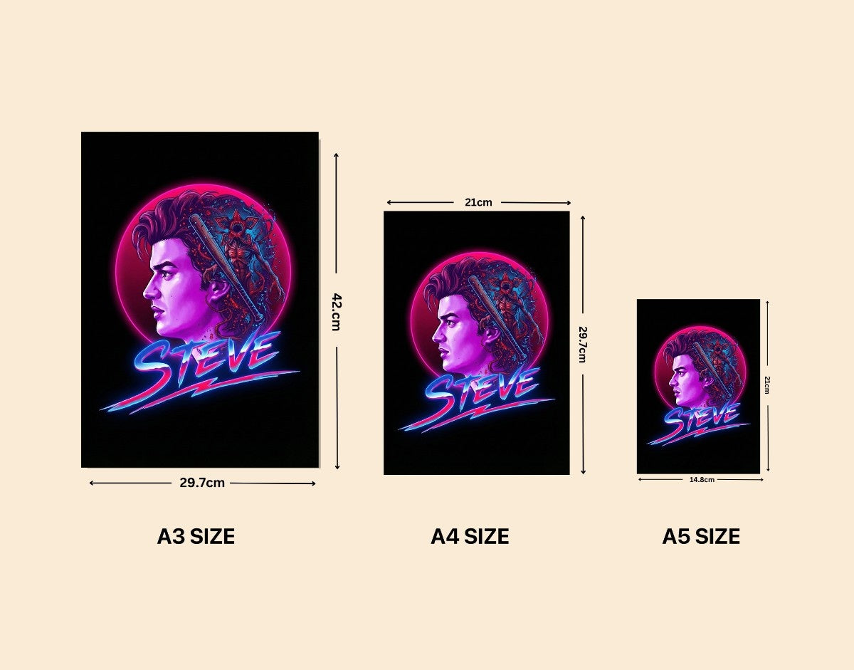 "STEVE Harrington" -Shiny & Sturdy Metallic Poster Art That Pops & Sticks