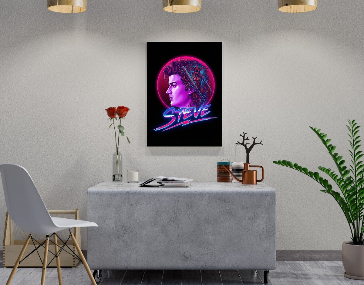 "STEVE Harrington" -Shiny & Sturdy Metallic Poster Art That Pops & Sticks