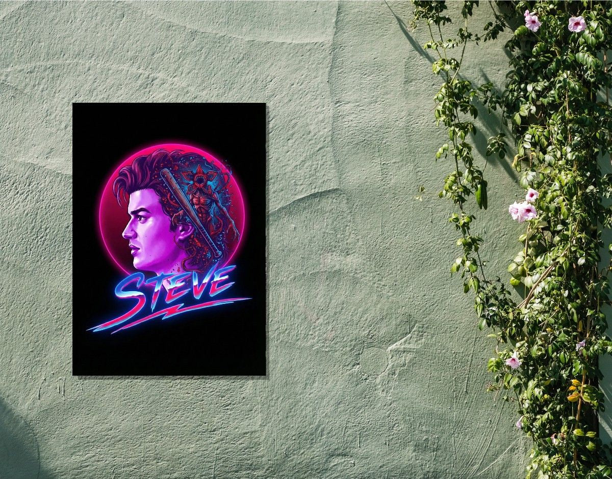 "STEVE Harrington" -Shiny & Sturdy Metallic Poster Art That Pops & Sticks