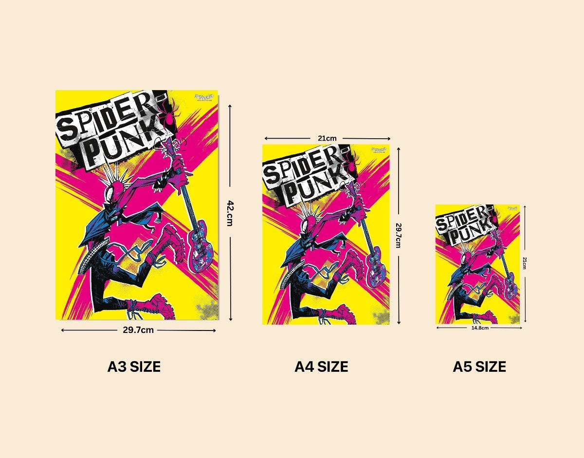 "SPIDER PUNK - SPIDER MAN" -Shiny & Sturdy Metallic Poster Art That Pops & Sticks