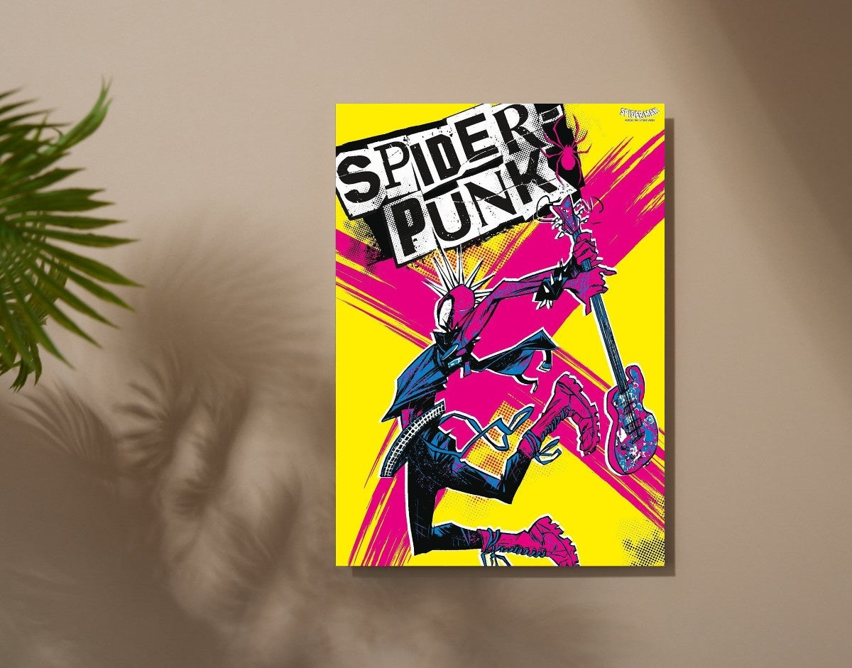 "SPIDER PUNK - SPIDER MAN" -Shiny & Sturdy Metallic Poster Art That Pops & Sticks