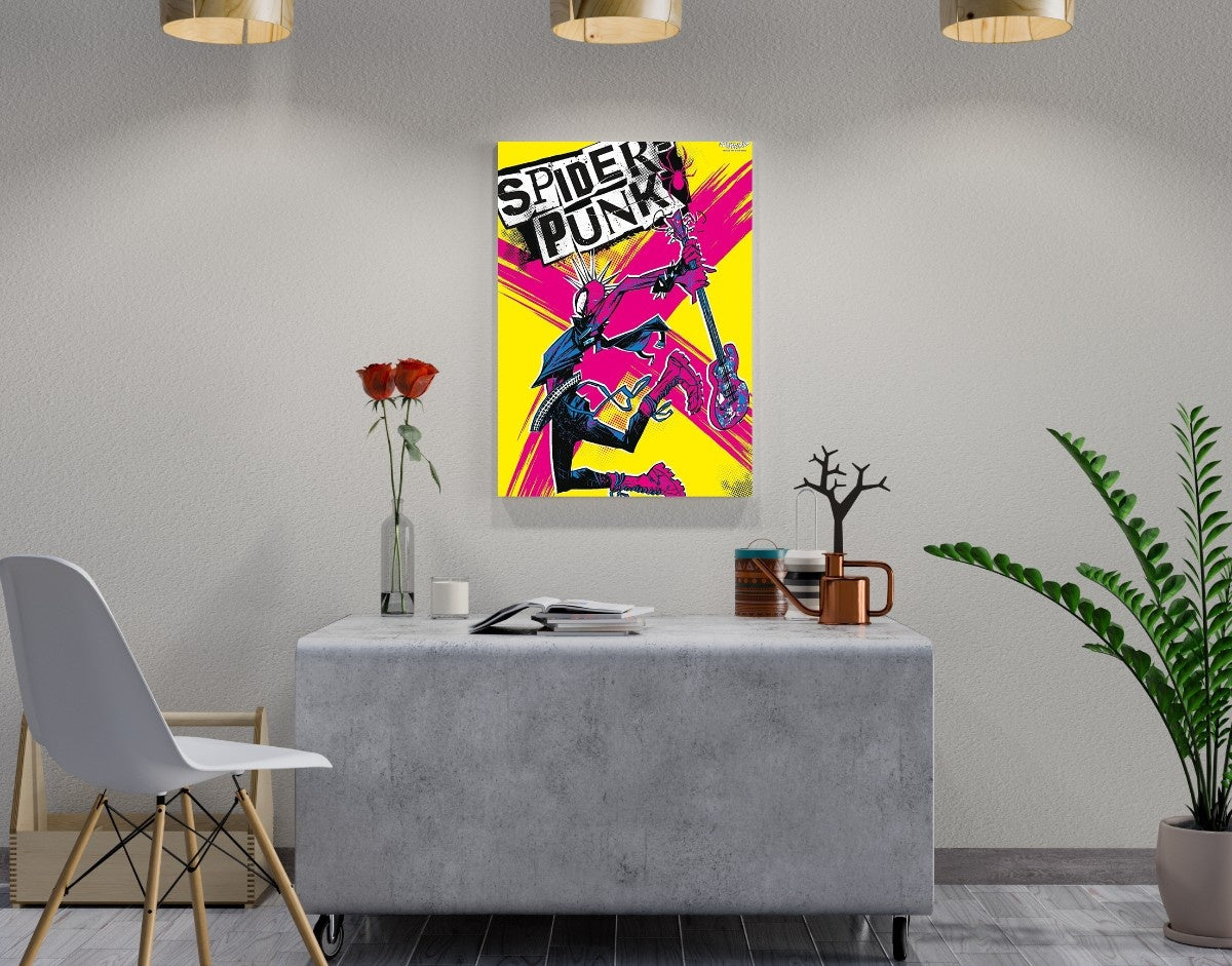 "SPIDER PUNK - SPIDER MAN" -Shiny & Sturdy Metallic Poster Art That Pops & Sticks