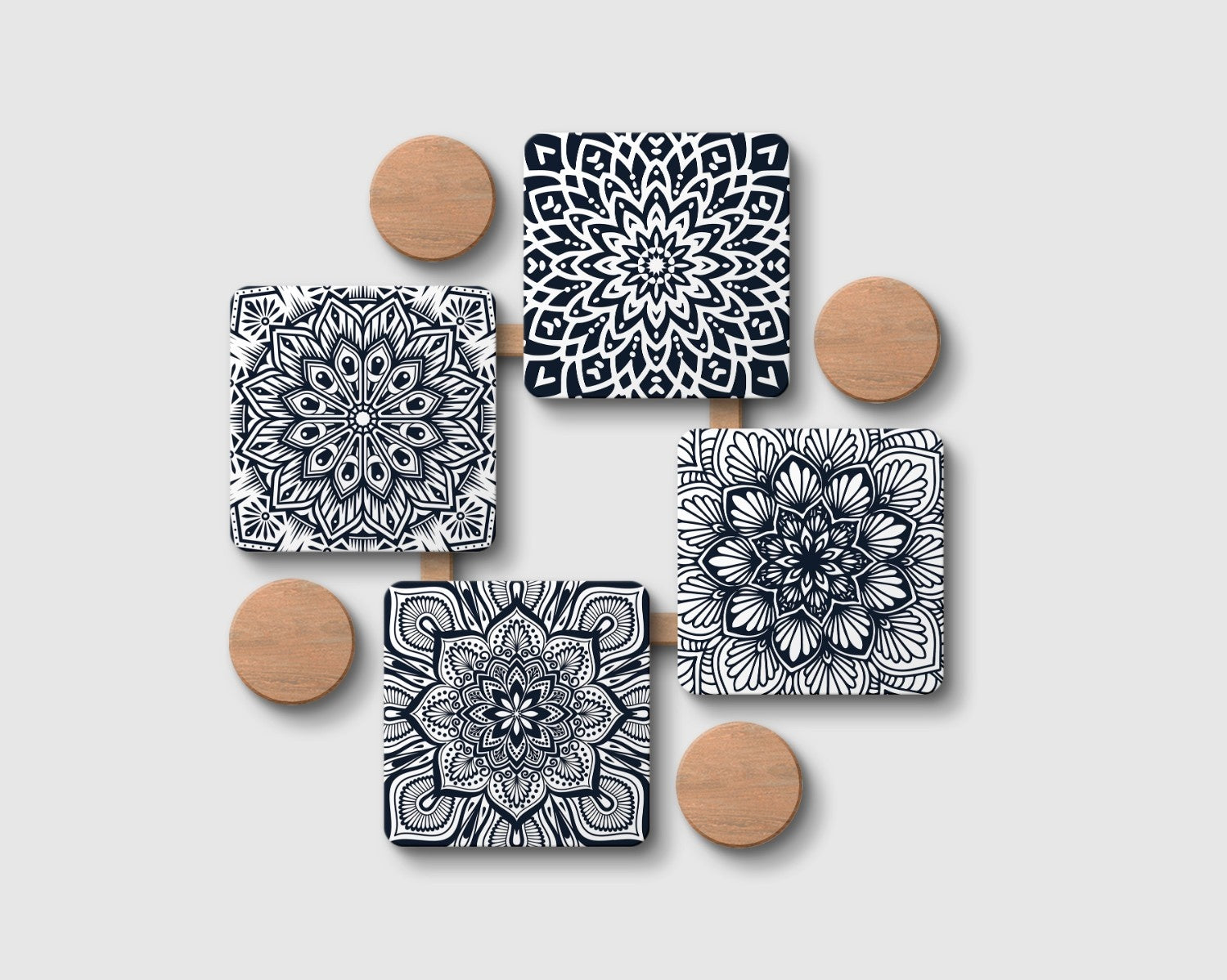 "Flower Theme Abstract" Coaster Set of 4
