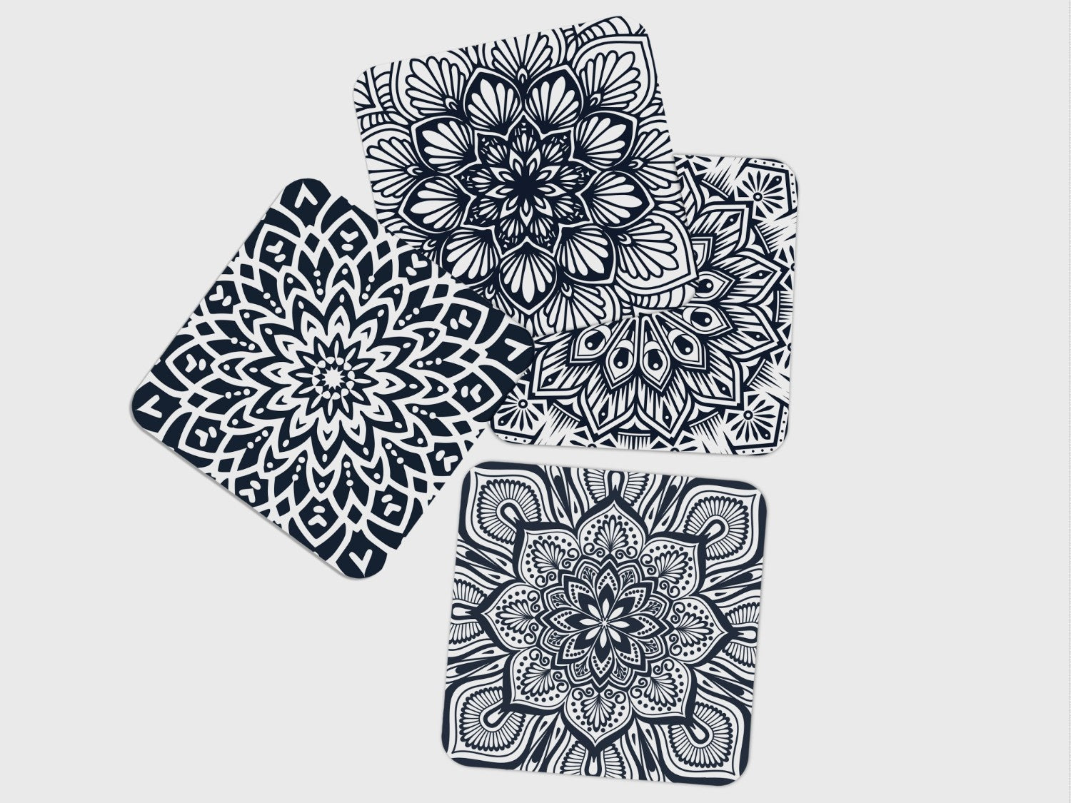 "Flower Theme Abstract" Coaster Set of 4