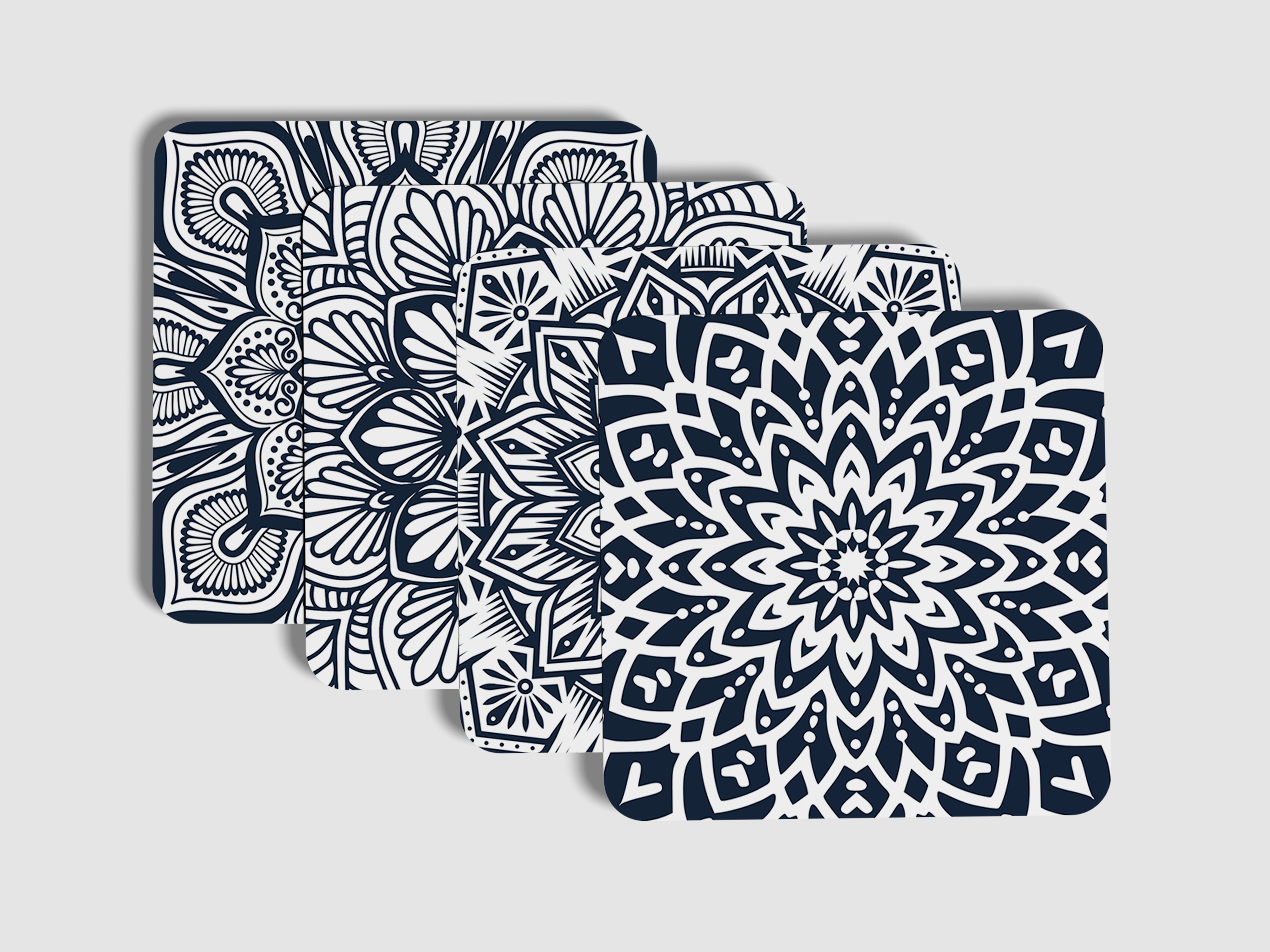 "Flower Theme Abstract" Coaster Set of 4