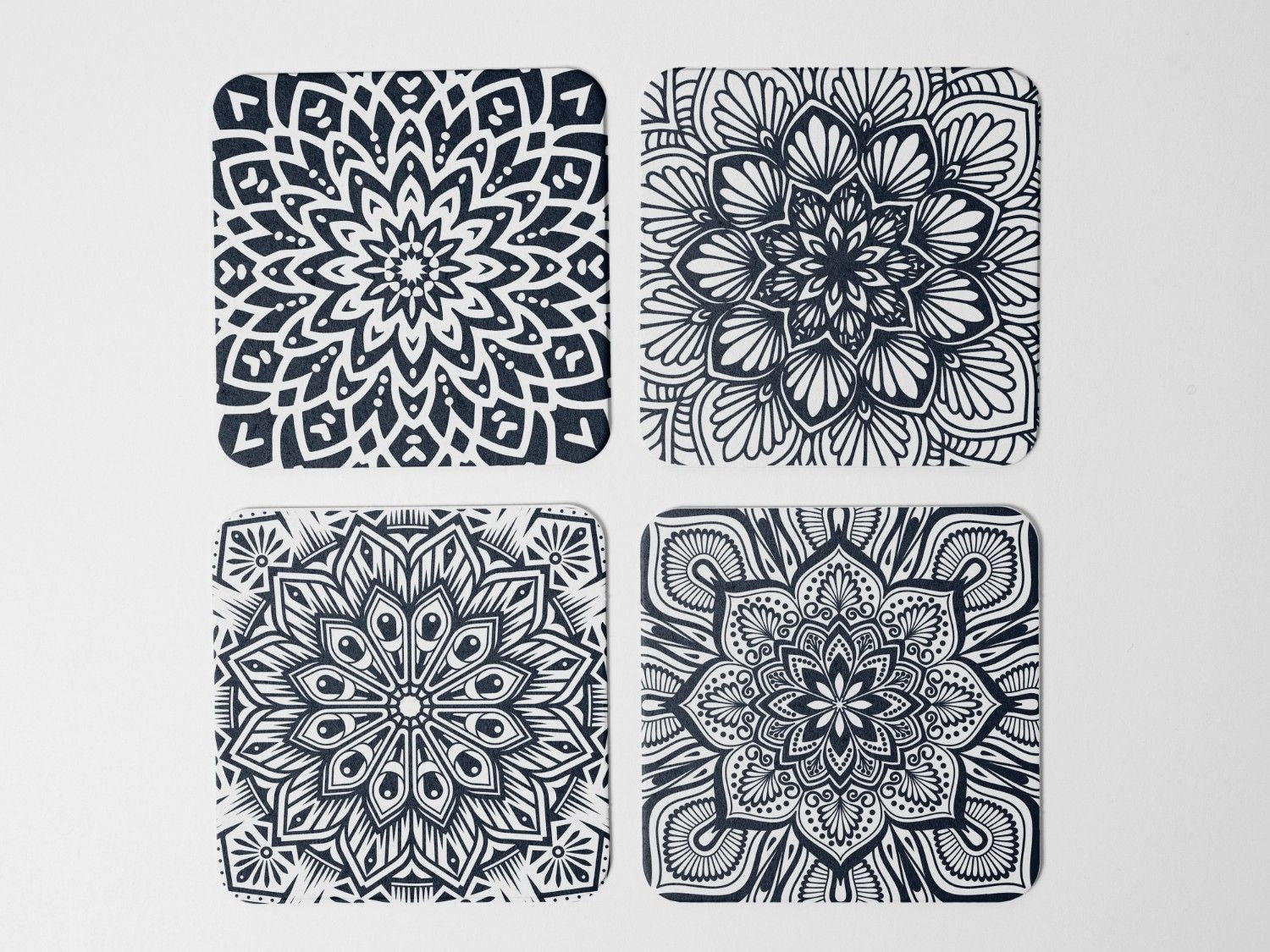"Flower Theme Abstract" Coaster Set of 4