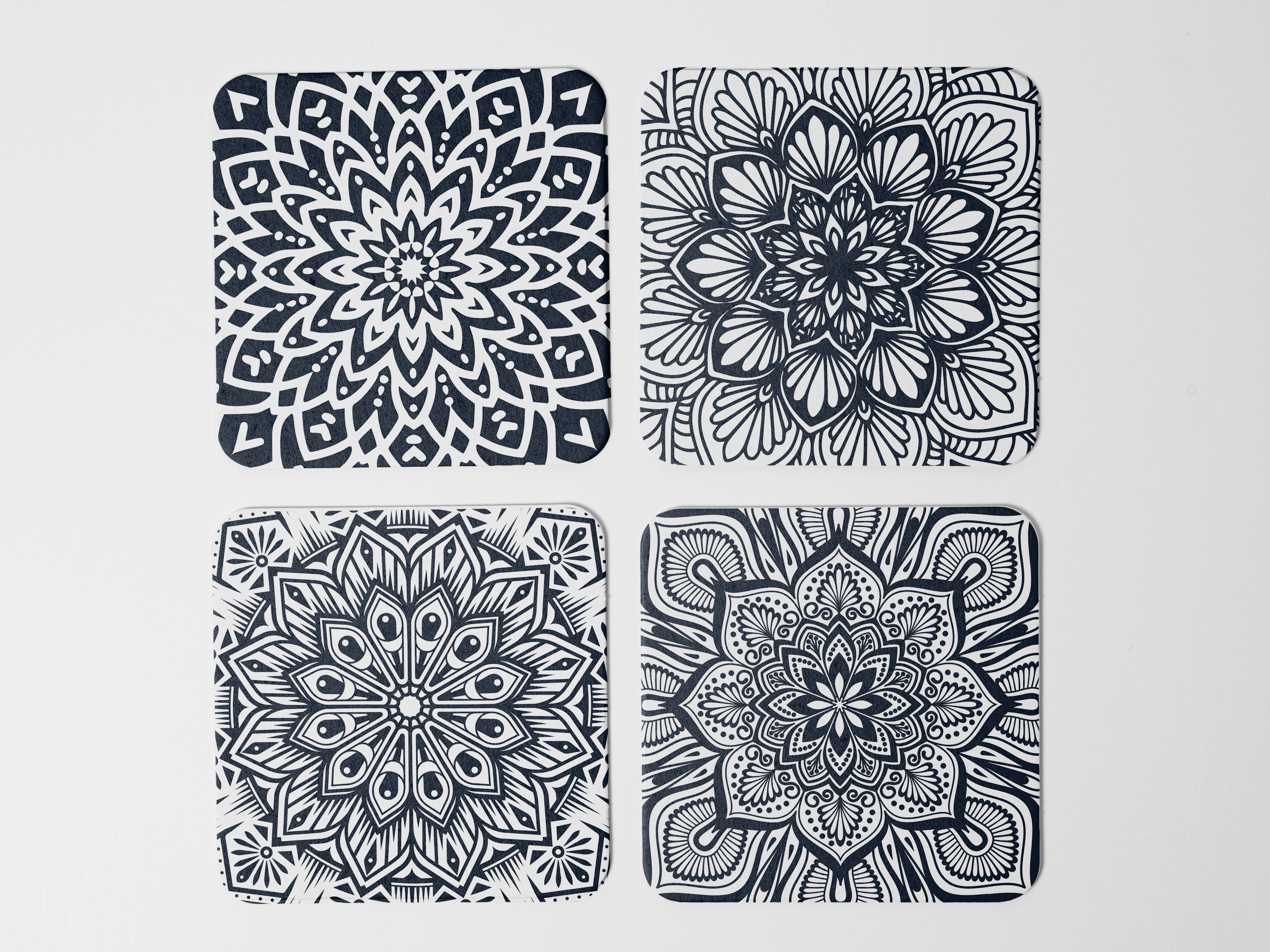 "Flower Theme Abstract" Coaster Set of 4