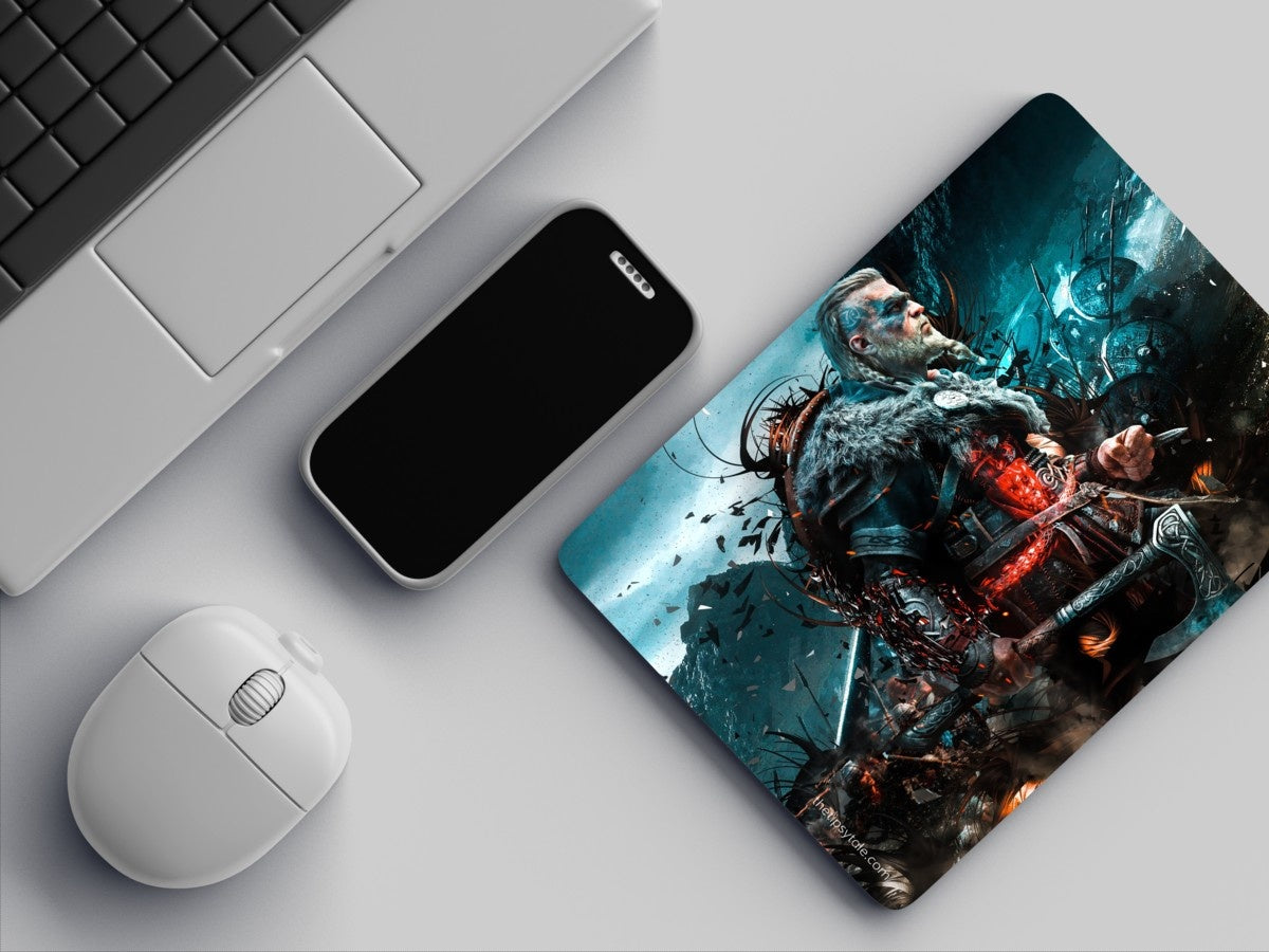 "ASSASSINS CREED - VALHALLA VIKING - RAIDER " Mousepad: Enhance Your Workspace with Style
