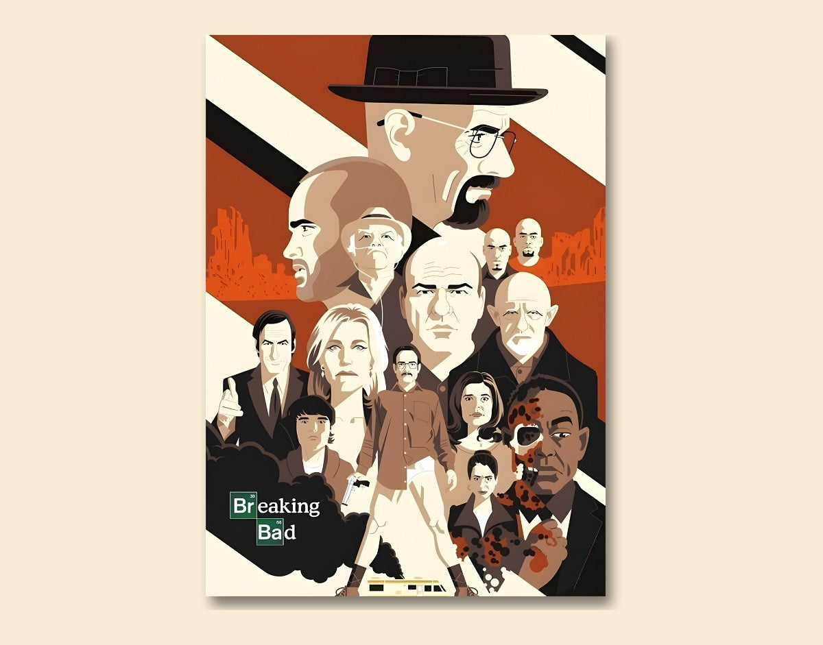 "BREAKING BAD ILLUSTRATION ART" -Shiny & Sturdy Metallic Poster Art That Pops & Sticks