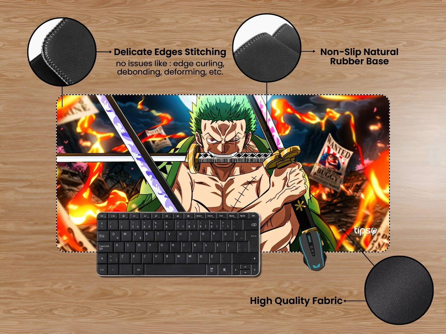 "3 SWORDS ONE MAN - ZORO" Gaming Mousepad Elevate Your Gaming Experience