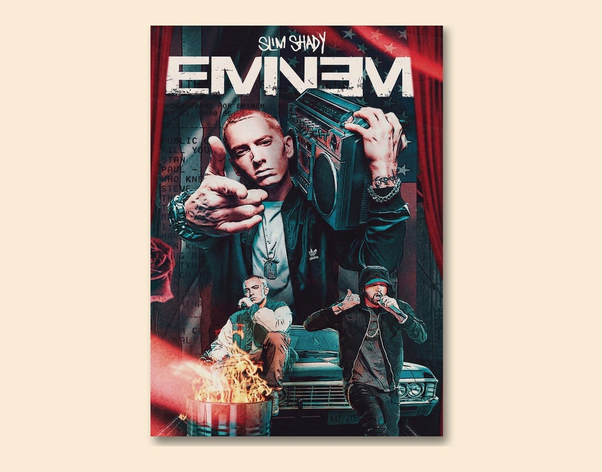 "EMINEM" -Shiny & Sturdy Metallic Poster Art That Pops & Sticks