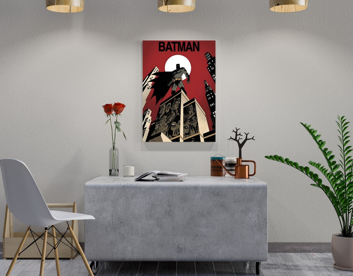 "BATMAN - THE COMIC SUIT" -Shiny & Sturdy Metallic Poster Art That Pops & Sticks