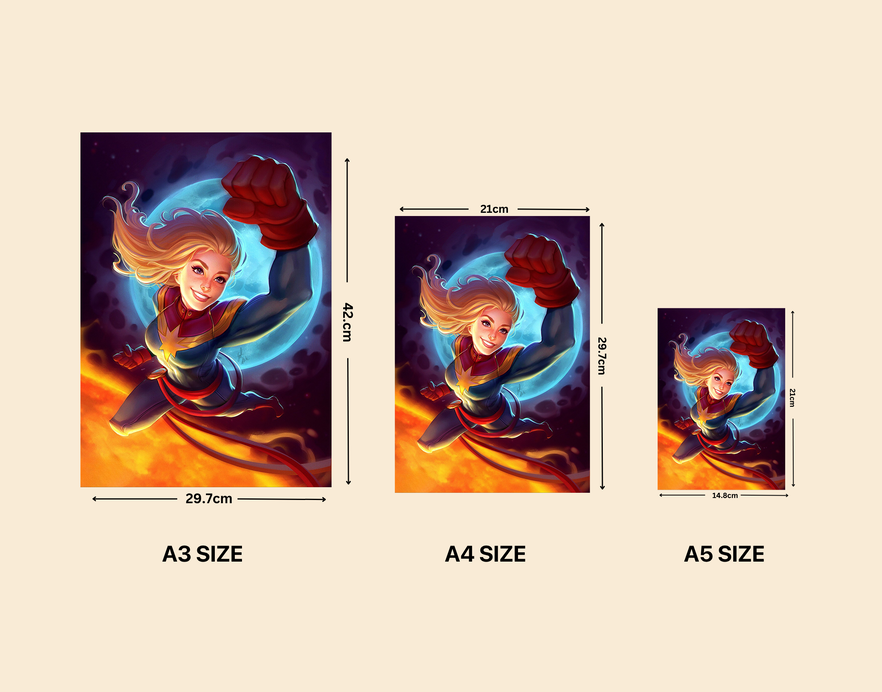 "CAPTAIN MARVEL VIBRANT ART" -Shiny & Sturdy Metallic Poster Art That Pops & Sticks