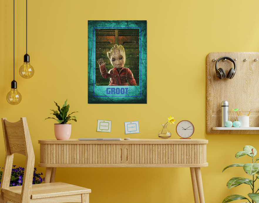 "GROOT - GUARDIANS OF GALAXY" -Shiny & Sturdy Metallic Poster Art That Pops & Sticks