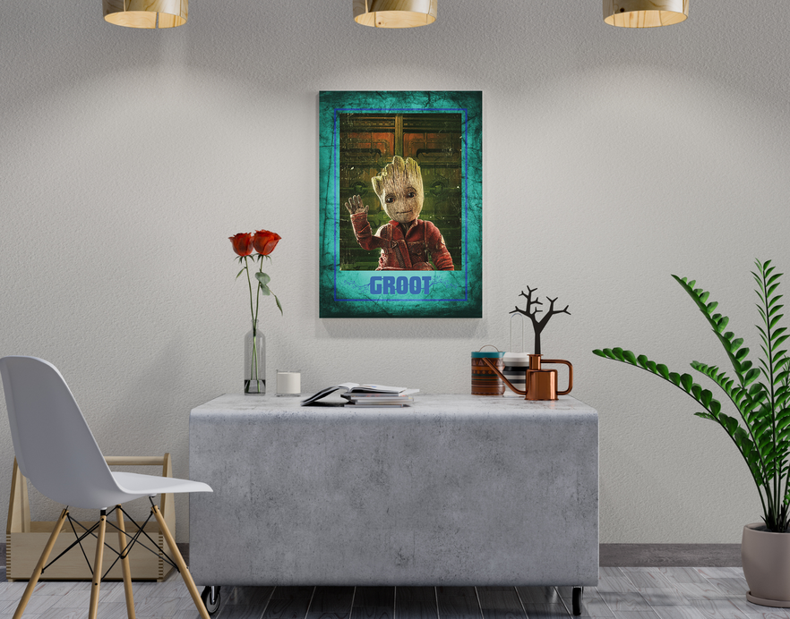 "GROOT - GUARDIANS OF GALAXY" -Shiny & Sturdy Metallic Poster Art That Pops & Sticks