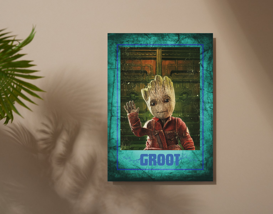 "GROOT - GUARDIANS OF GALAXY" -Shiny & Sturdy Metallic Poster Art That Pops & Sticks