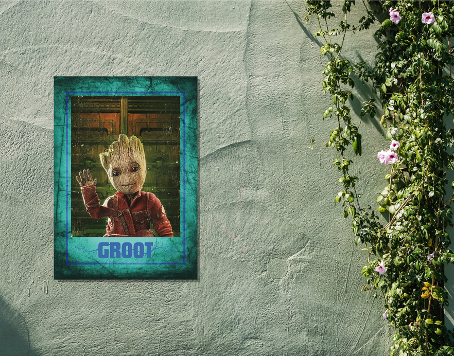 "GROOT - GUARDIANS OF GALAXY" -Shiny & Sturdy Metallic Poster Art That Pops & Sticks