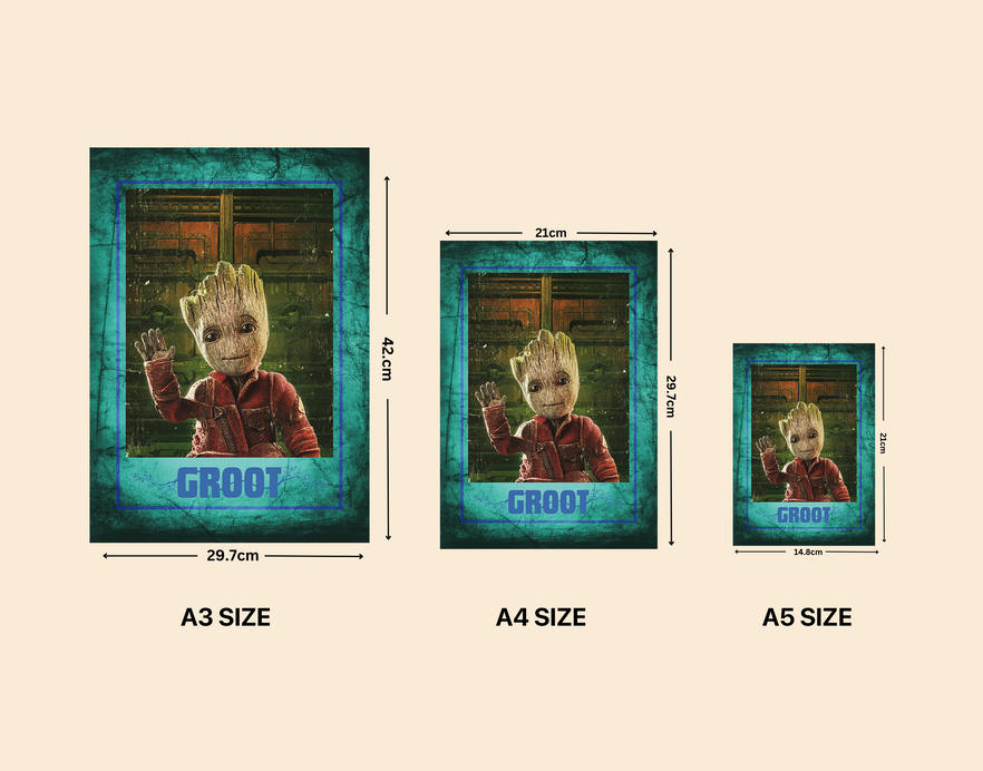 "GROOT - GUARDIANS OF GALAXY" -Shiny & Sturdy Metallic Poster Art That Pops & Sticks