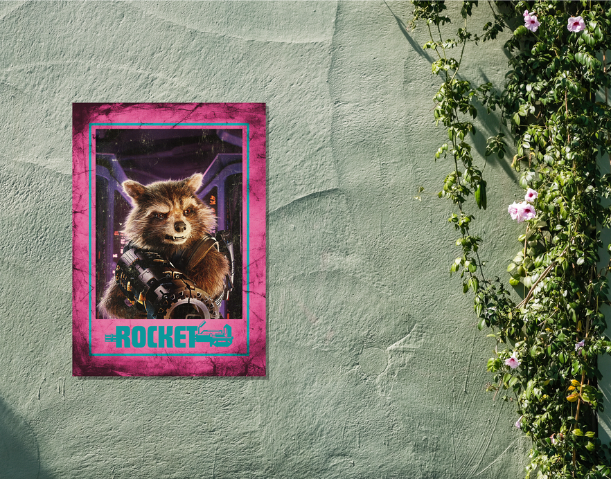 "ROCKET - GUARDIANS OF GALAXY" -Shiny & Sturdy Metallic Poster Art That Pops & Sticks