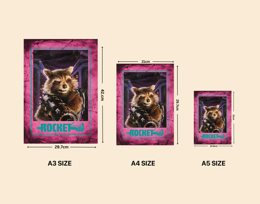 "ROCKET - GUARDIANS OF GALAXY" -Shiny & Sturdy Metallic Poster Art That Pops & Sticks