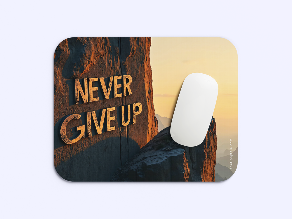 "NEVER EVER GIVE UP" Mousepad Enhance Your Workspace with Style