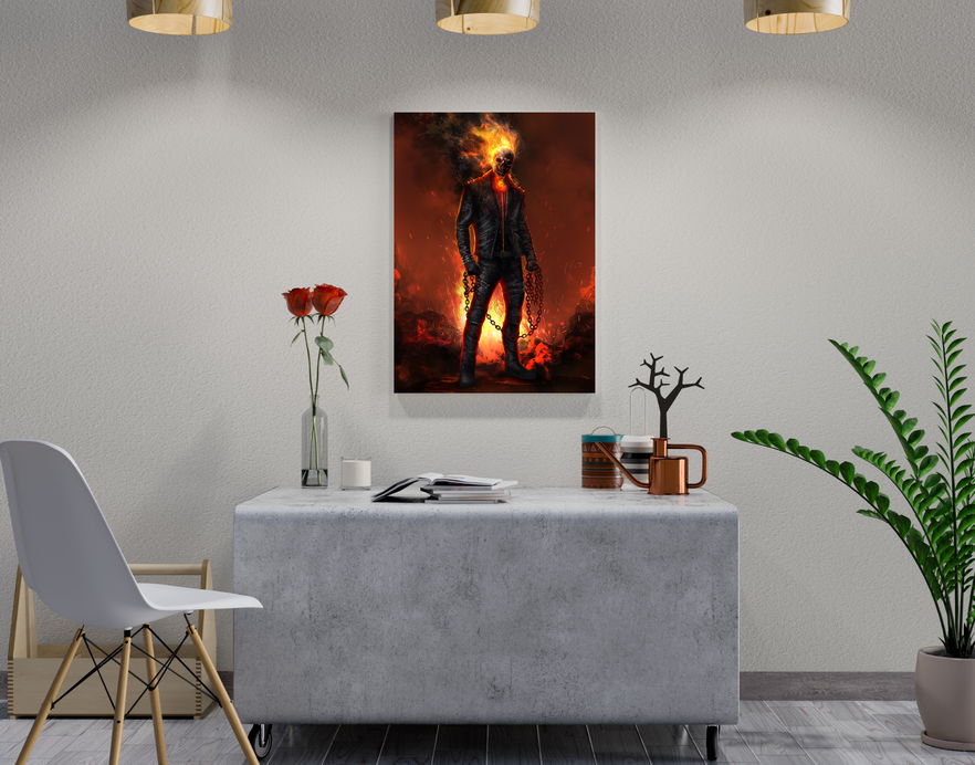 "VIBRANT GHOST RIDER DEIGN" -Shiny & Sturdy Metallic Poster Art That Pops & Sticks