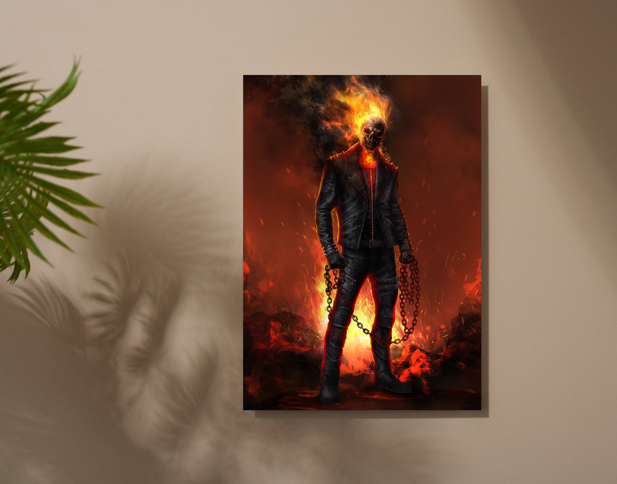 "VIBRANT GHOST RIDER DEIGN" -Shiny & Sturdy Metallic Poster Art That Pops & Sticks