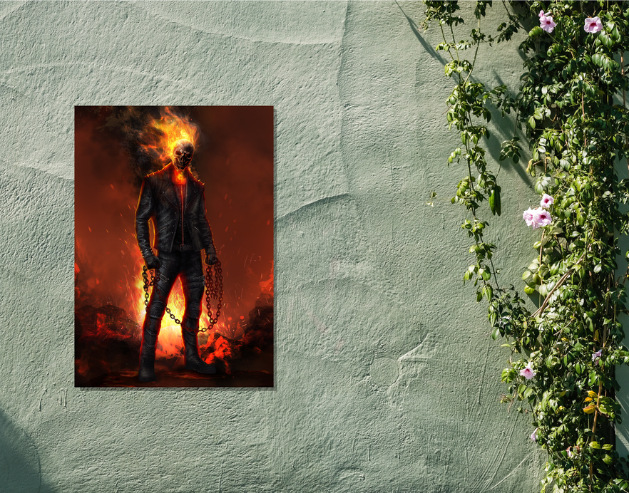 "VIBRANT GHOST RIDER DEIGN" -Shiny & Sturdy Metallic Poster Art That Pops & Sticks