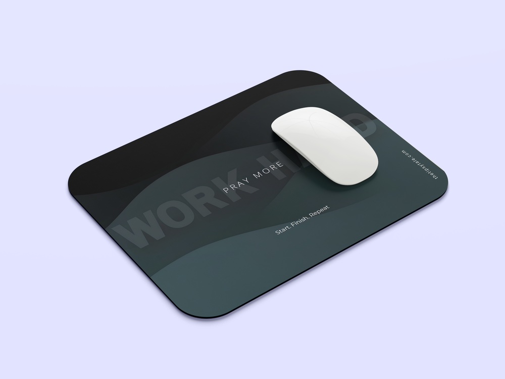 "PRAY MORE - WORK HARD" Mousepad Enhance Your Workspace with Style