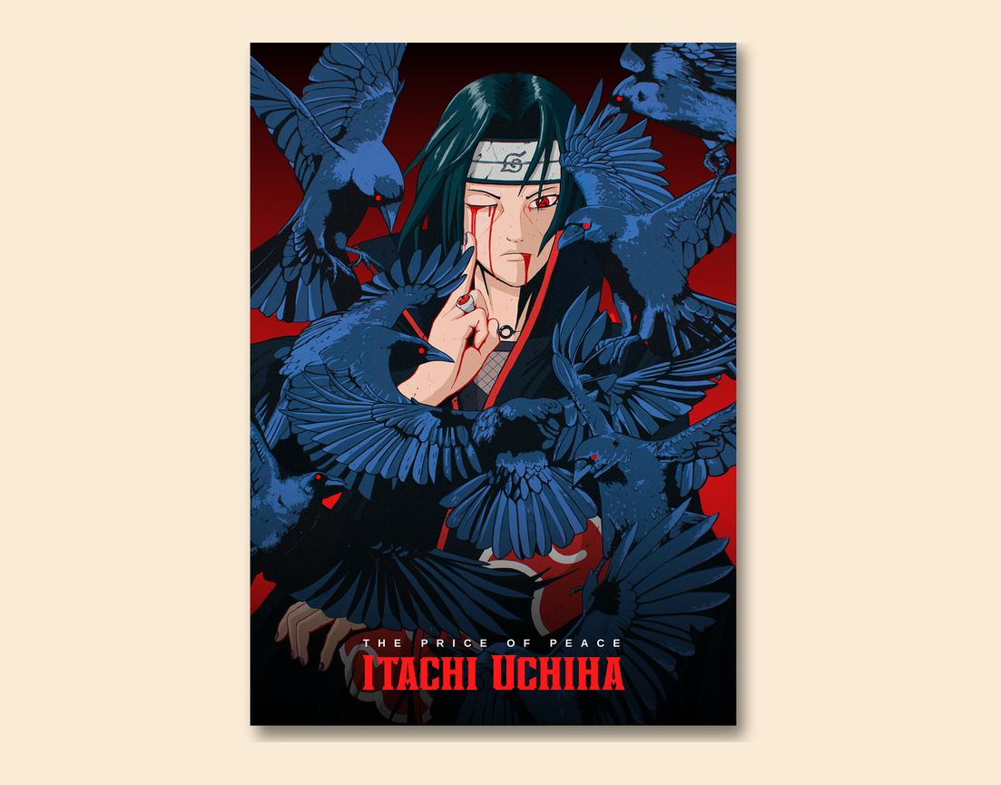 "ITACHI UCHIHA - THE PRICE OF PEACE" -Shiny & Sturdy Metallic Poster Art That Pops & Sticks