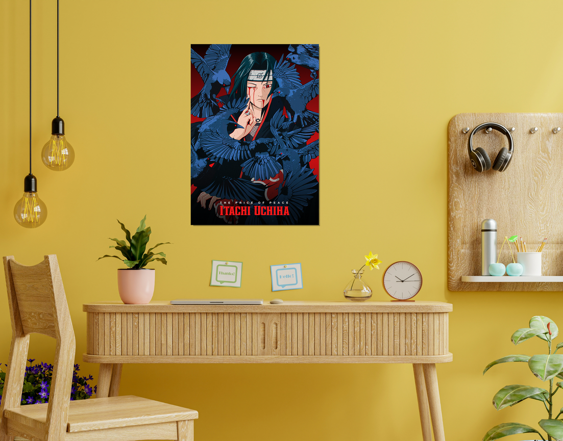"ITACHI UCHIHA - THE PRICE OF PEACE" -Shiny & Sturdy Metallic Poster Art That Pops & Sticks