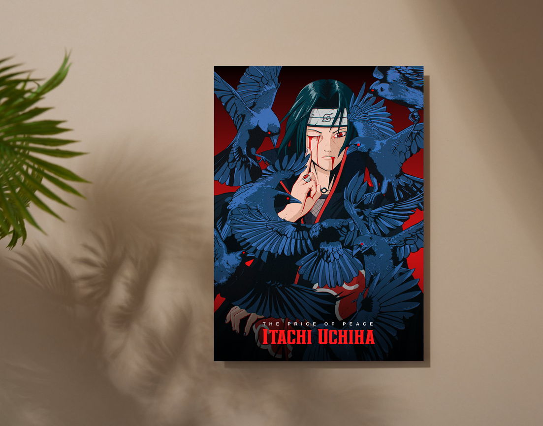 "ITACHI UCHIHA - THE PRICE OF PEACE" -Shiny & Sturdy Metallic Poster Art That Pops & Sticks