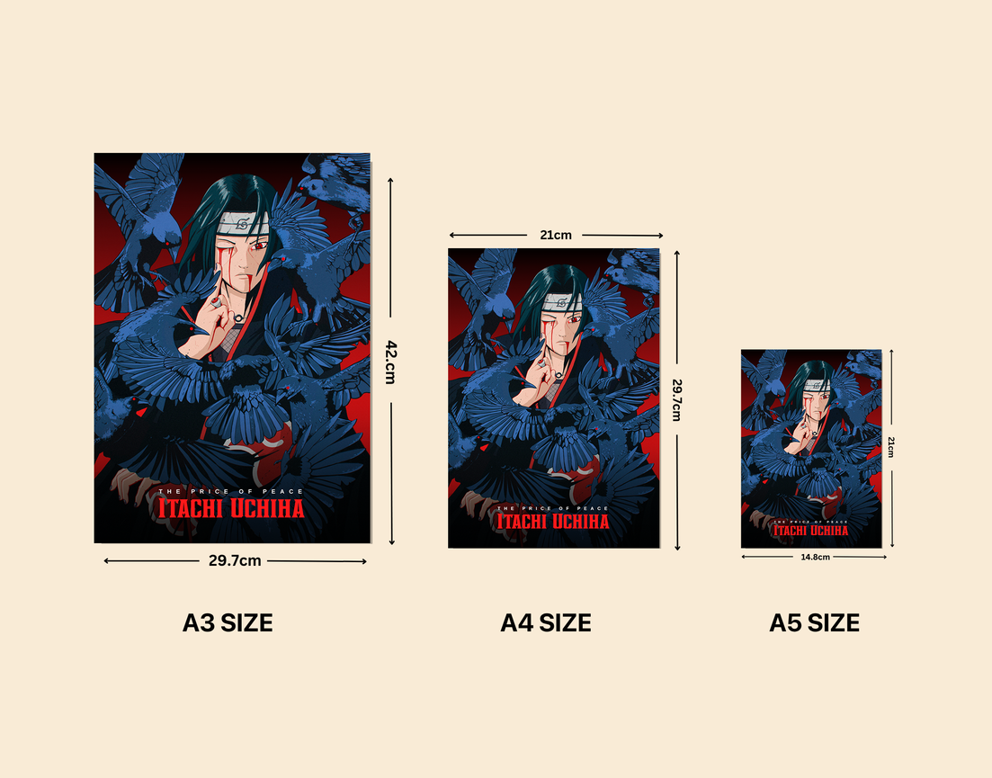 "ITACHI UCHIHA - THE PRICE OF PEACE" -Shiny & Sturdy Metallic Poster Art That Pops & Sticks