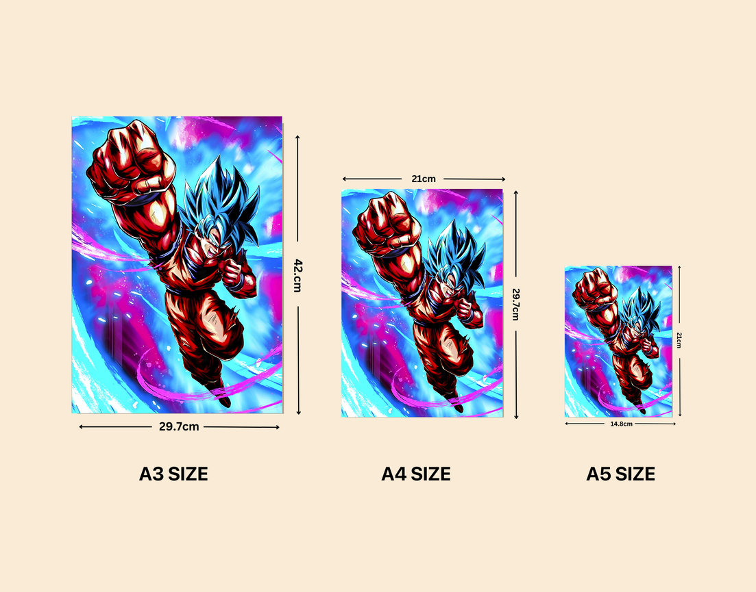"GOKU - ILLUSTRATION ART WORK" -Shiny & Sturdy Metallic Poster Art That Pops & Sticks