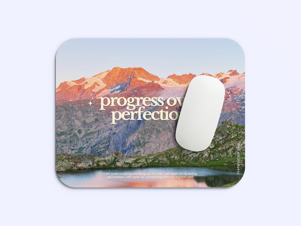 "PROGRESS OVER PERFECTION" Mousepad Enhance Your Workspace with Style