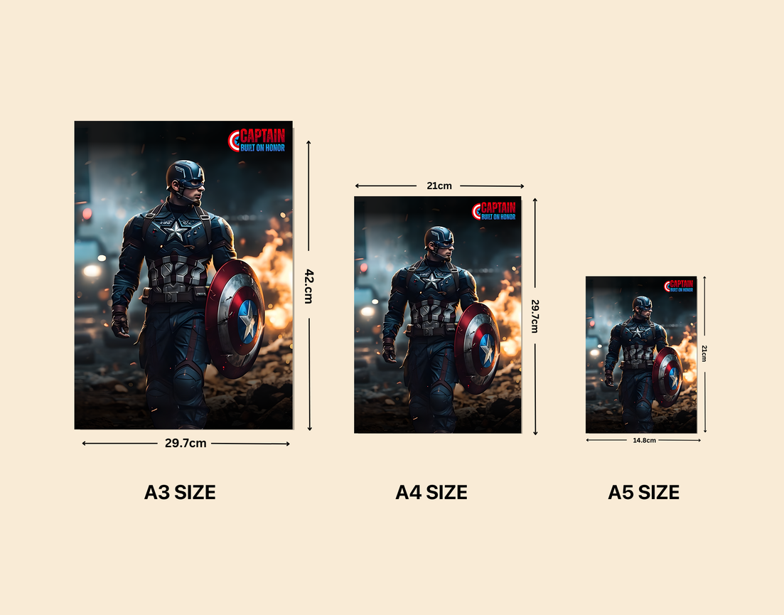 "CAPTAIN AMERICA - BUILT ON HONOR" -Shiny & Sturdy Metallic Poster Art That Pops & Sticks