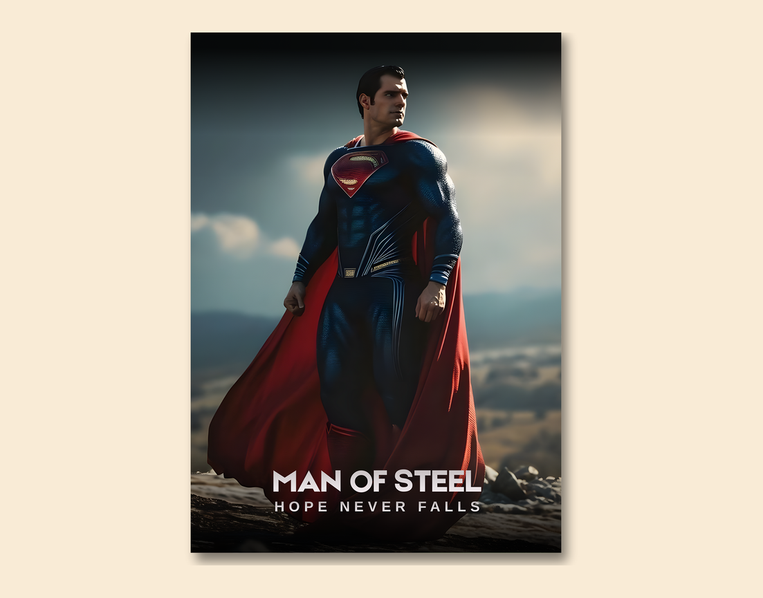 "MAN OF STEEL - HOPE" -Shiny & Sturdy Metallic Poster Art That Pops & Sticks