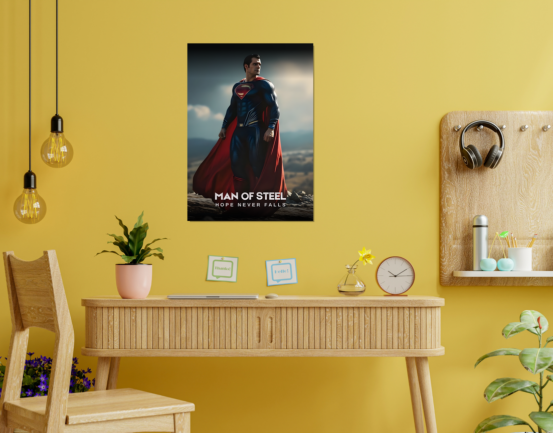 "MAN OF STEEL - HOPE" -Shiny & Sturdy Metallic Poster Art That Pops & Sticks