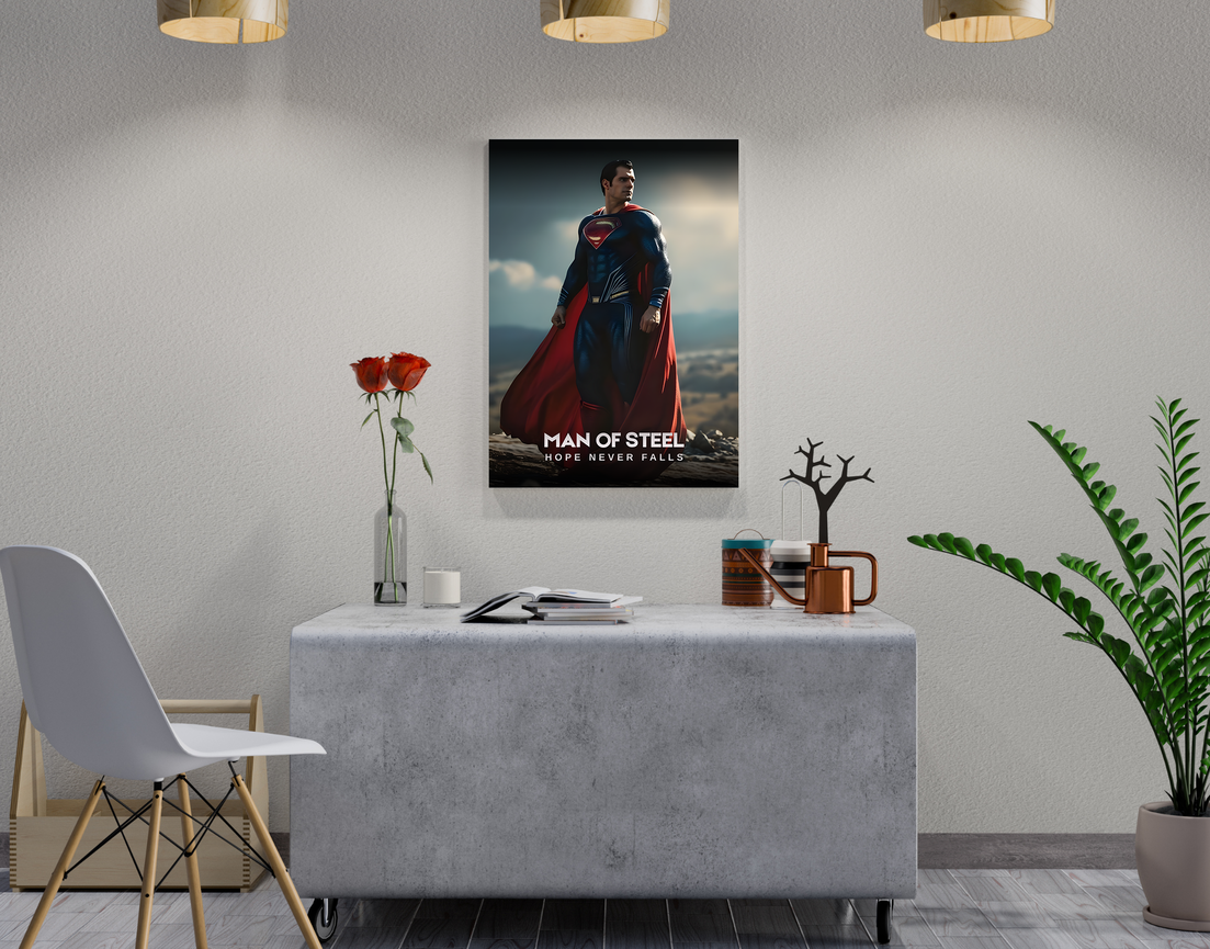 "MAN OF STEEL - HOPE" -Shiny & Sturdy Metallic Poster Art That Pops & Sticks