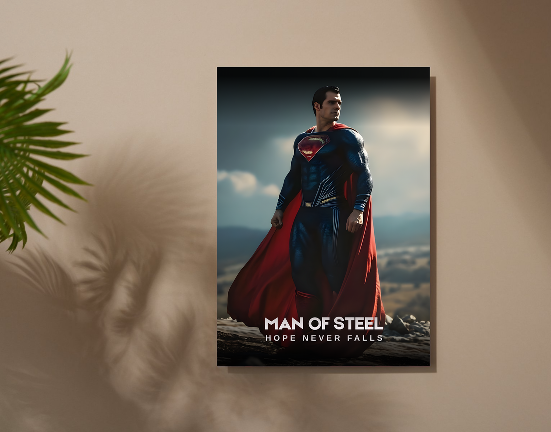 "MAN OF STEEL - HOPE" -Shiny & Sturdy Metallic Poster Art That Pops & Sticks